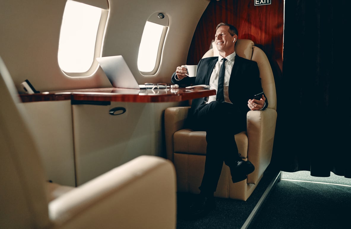 Businessman in a Private Jet